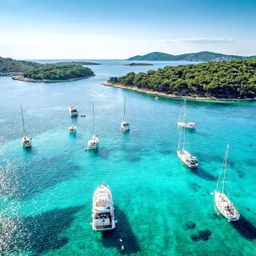 Croatian coast with yachts